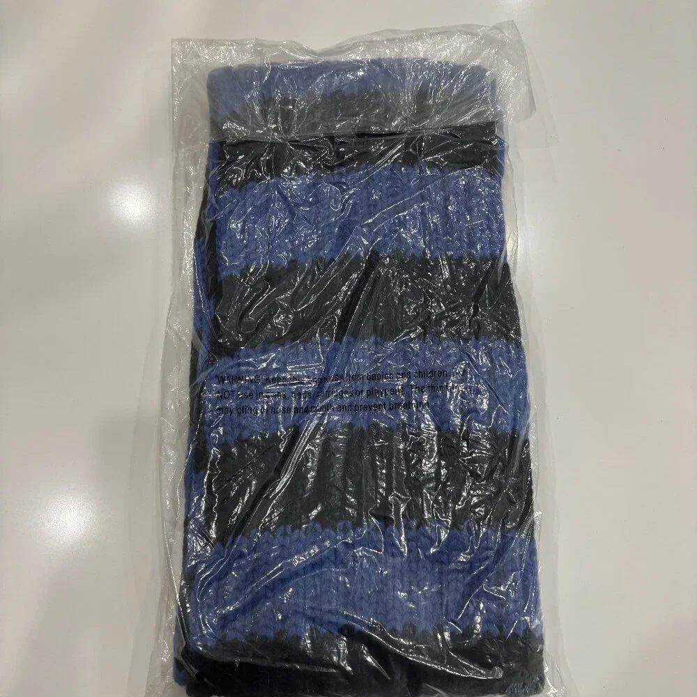 Hollister Knit Blue Black Scarf Brand Embroidered Soft Warm Winter Fall Thick